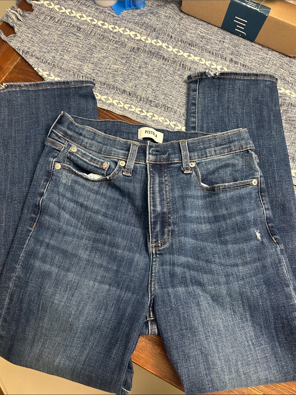 pistola Straight Dark Blue Washed Jeans